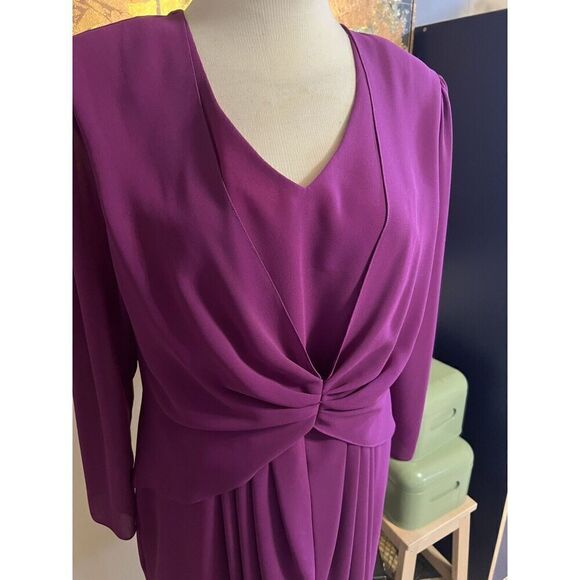 Vintage Ursula of Switzerland Womens Size 16 Raspberry Fancy Dress Twist Front - Picture 6 of 9